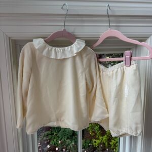 Bonpoint Cream Velvet and Silk Girls Set Size 3